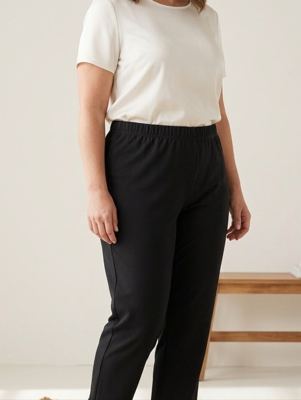 Attitudes by Renee Black Pull-On Pants - Plus Size 1X Tall